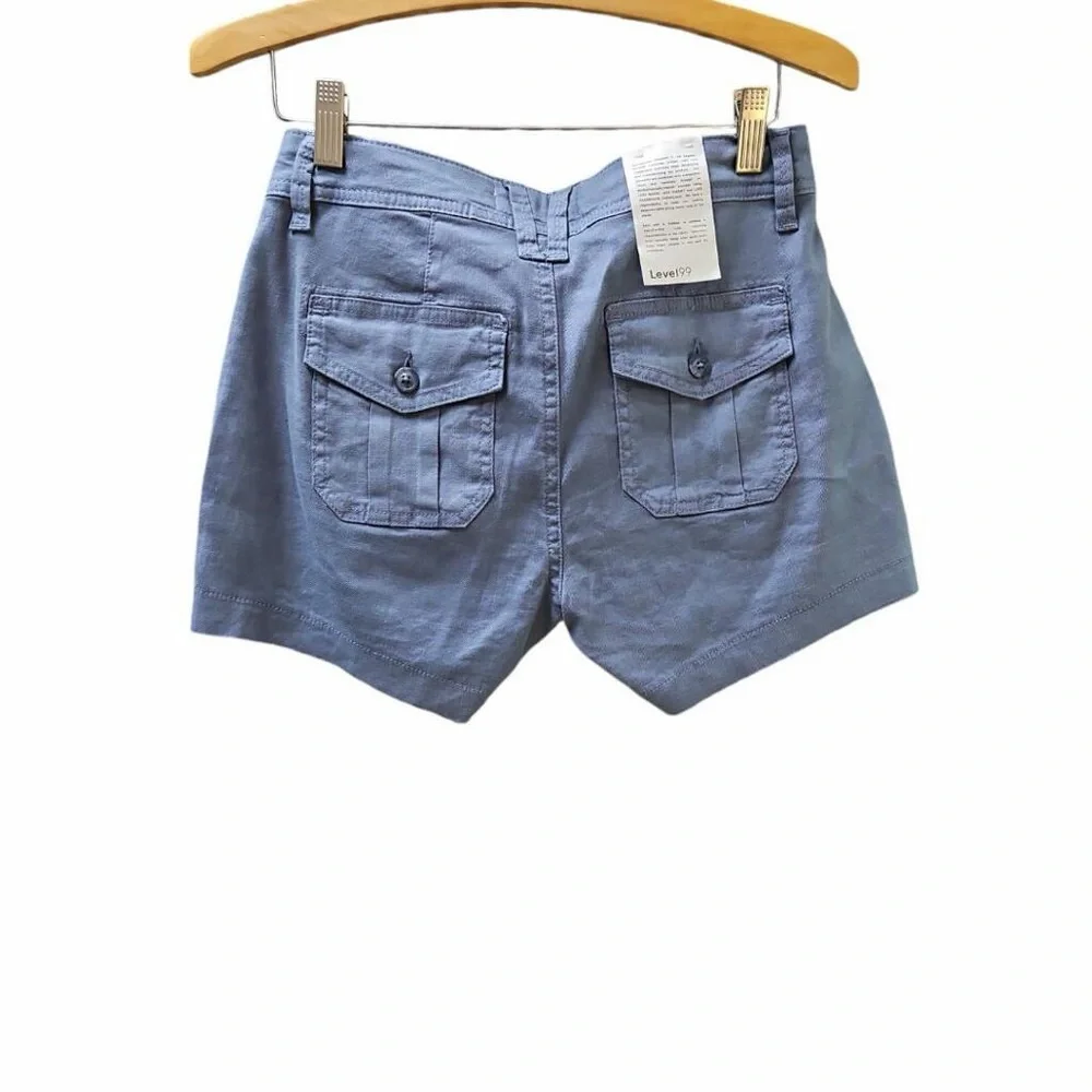 NWT $90 Level 99 Brand Cargo Shorts - blue/gray steel‎ blueTencel eco size 25 26